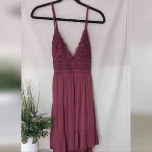 Lovely Day Women's Burgundy Summer Lace Top Mini Dress Size Medium